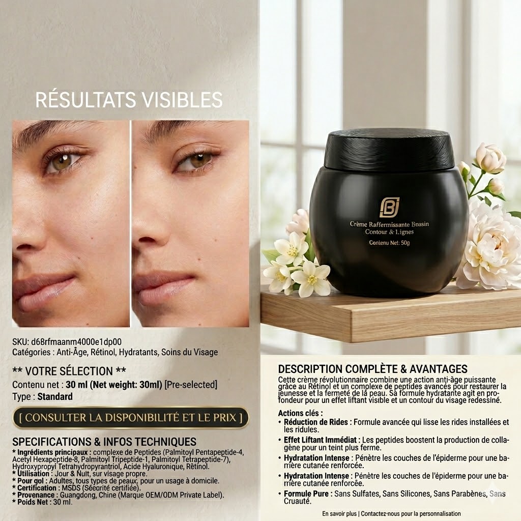 Creme Hydratante Peptides & Niacinamide tube 30ml elasticite hydratation youngcome