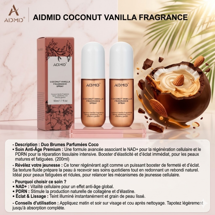 brume parfumée coco corps cheveux format voyage 2x50ml