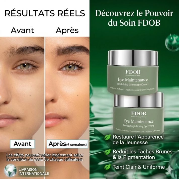 Soin regard à la caféine FDOB pour réduire les cernes et poches, 15ml.