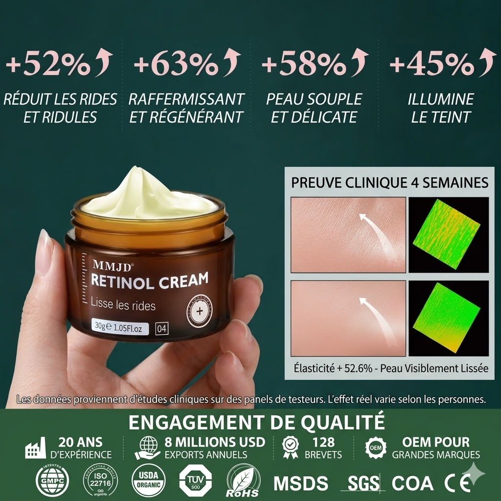 Pot de crème liftante rétinol 30g Haute Performance posé sur fond blanc