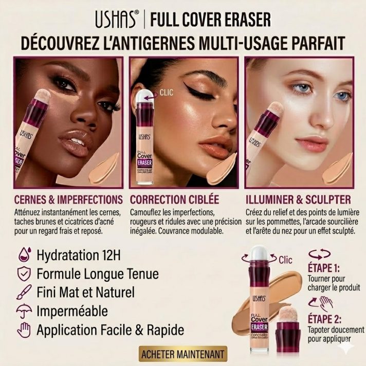 Correcteur Cushion Haute Couvrance USHAS FS442F boîtier noir 7.4g