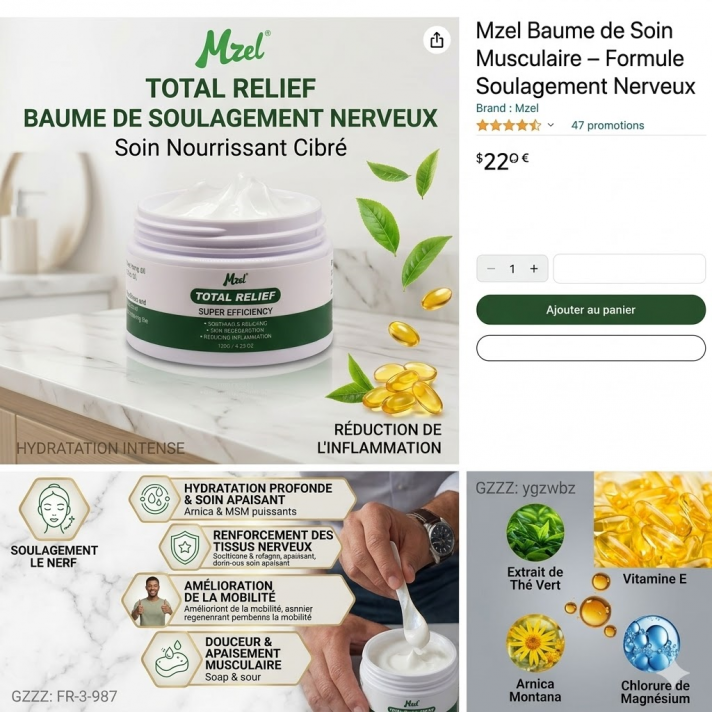 Baume musculaire action rapide 120g huile emeu herbal Mzel international