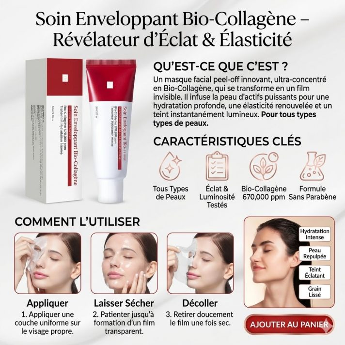 Masque collagène nuit bio hydratant repulpant visage 50ml