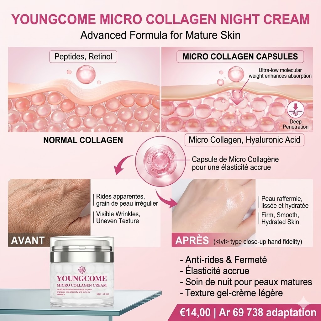 Crème Micro-Collagène Rétinol YOUNGCOME capsules 50ml