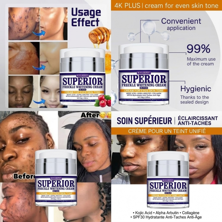 Pot crème vitamine C anti-taches 50g KYLIEFIT, soin teint unifié éclat visage