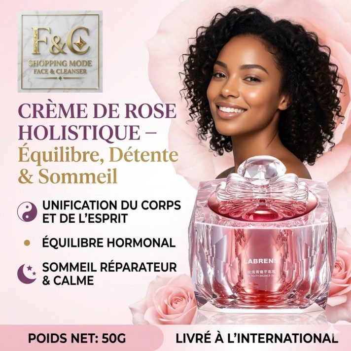 Crème de rose apaisante et holistique pour la détente, le sommeil et le soin du corps.