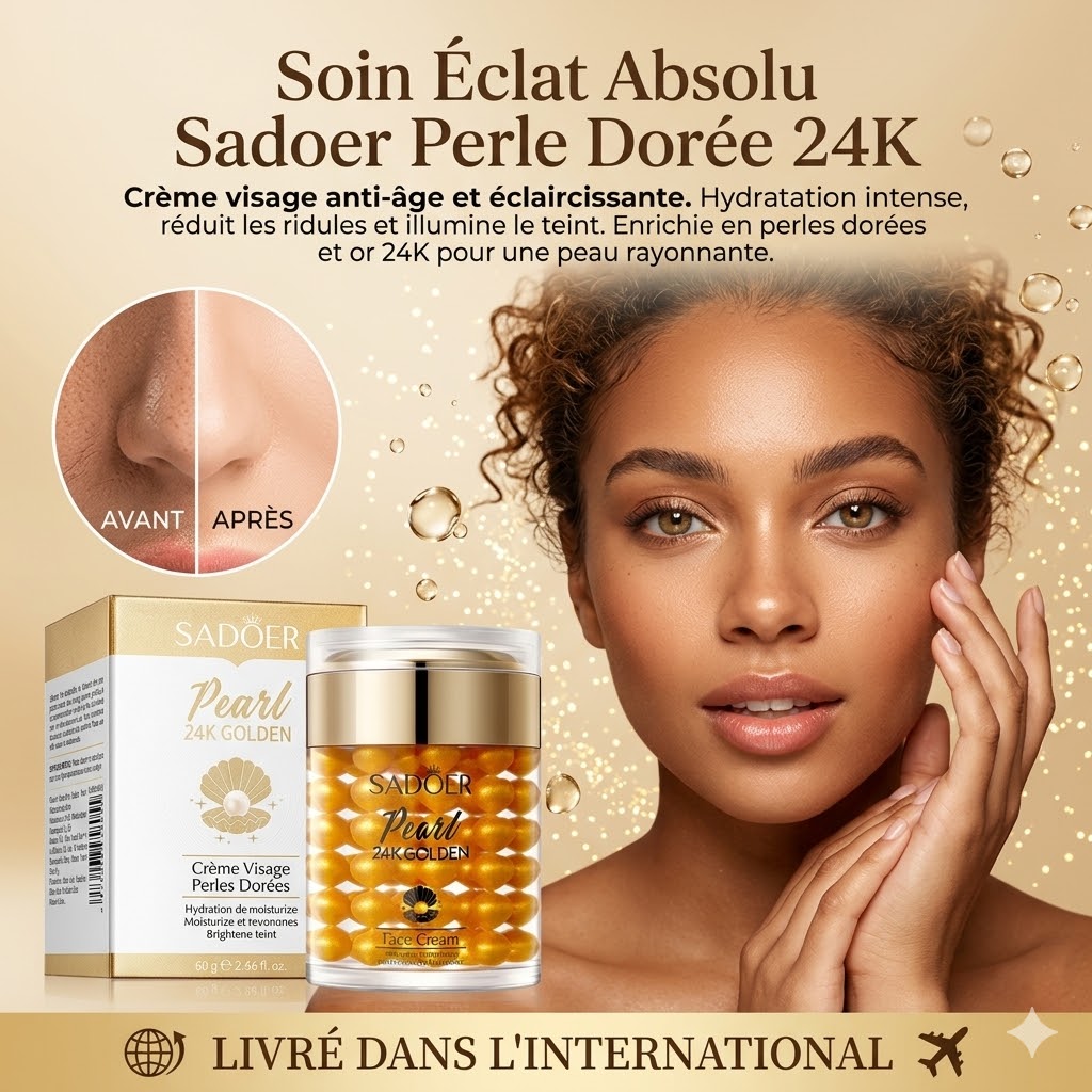 Pot de crème Soin Suprême à l'Or 24K, luxueux et élégant, idéal pour l'éclat et le blanchiment de la peau.