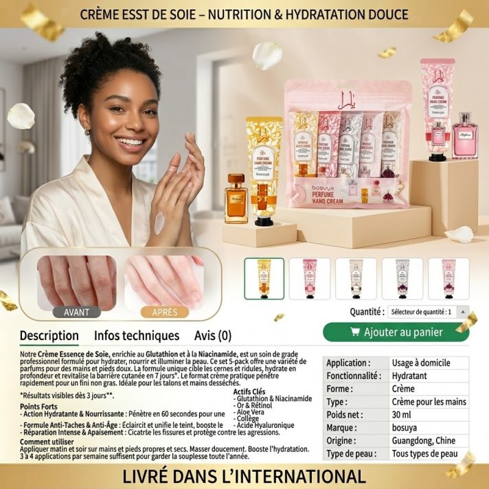 Pack 5 Crèmes Mains Soie YOUNGCOME 5 tubes 30g