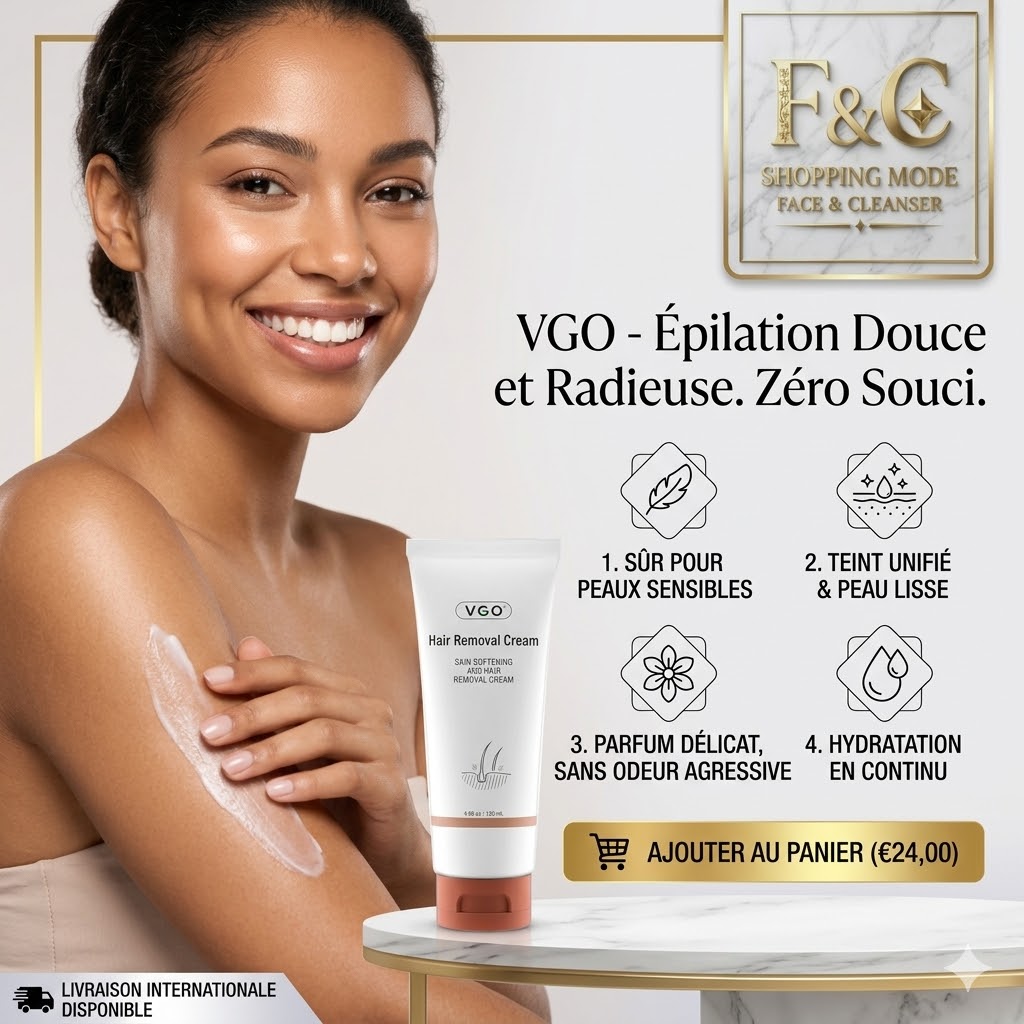Crème épilatoire haute tolérance pour zones sensibles visage et corps, idéale pour une peau douce et apaisée.