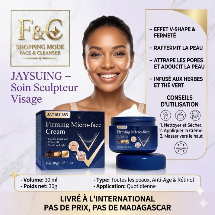 Crème visage V-Shape JAYSUING : soin sculptant, raffermissant et amincissant pour le visage."