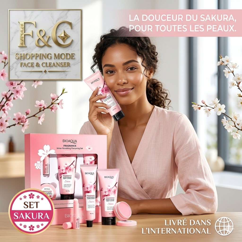 Coffret Rituel Botanique duo mains et corps au parfum de Sakura, soin hydratant adulte pour la nuit.
