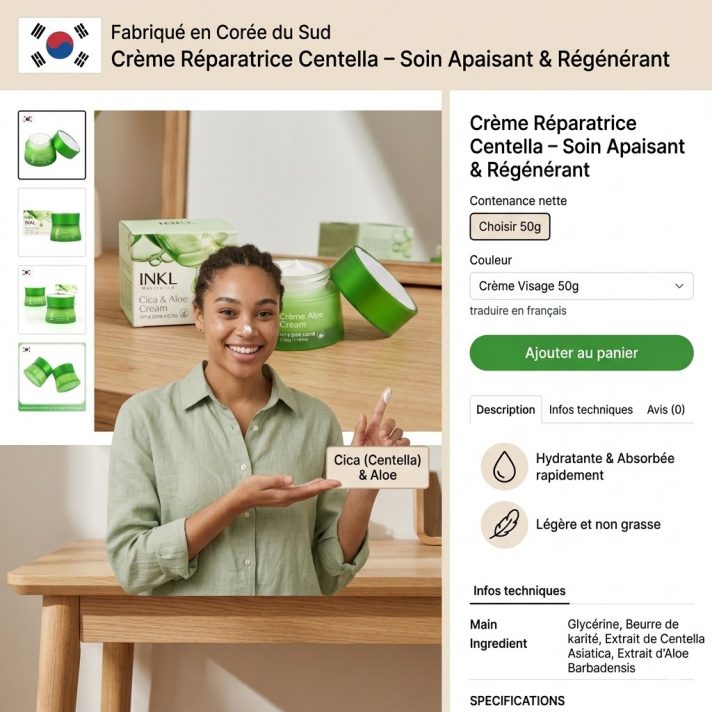 Crème Réparatrice Centella YOUNGCOME pot 50g soin apaisant