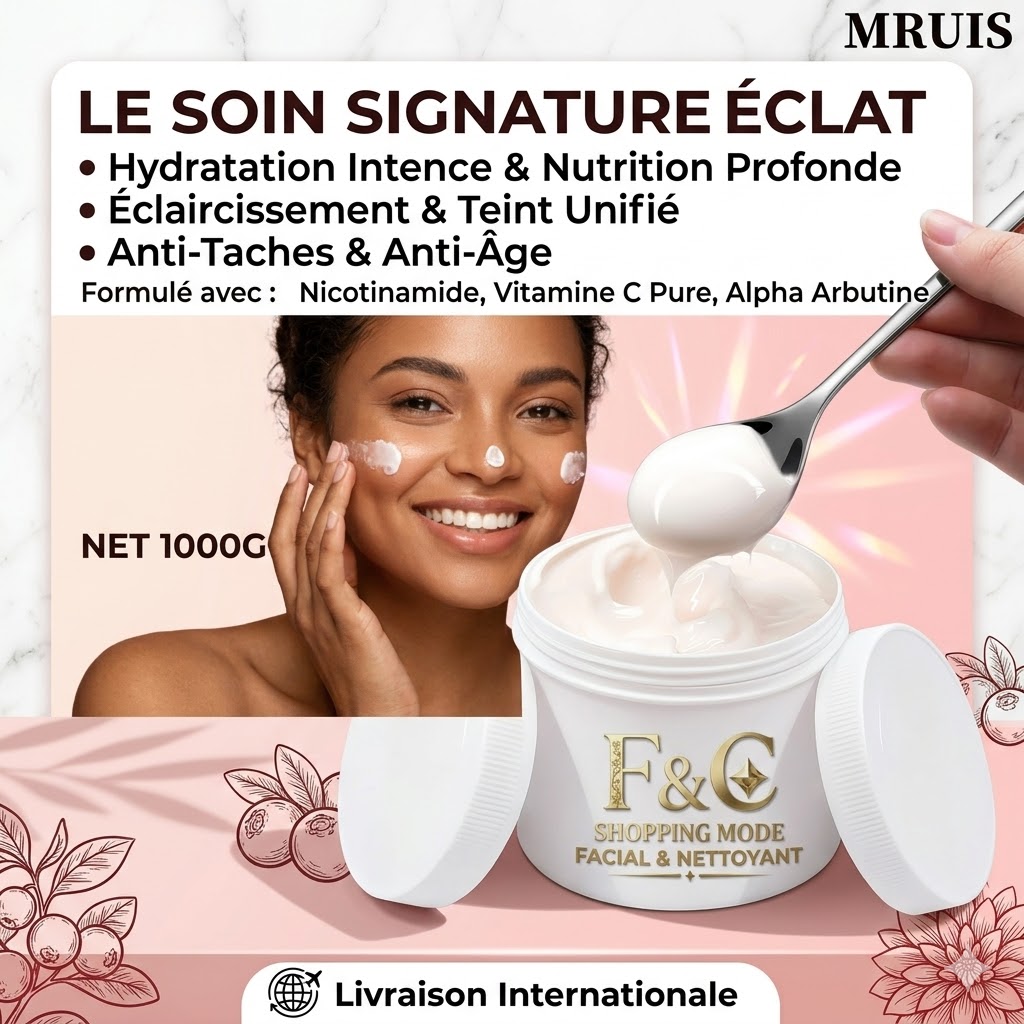 Pot professionnel de 1000g de Soin Signature Éclat à la Vitamine C et Nicotinamide, crème visage anti-taches pour une peau radieuse.