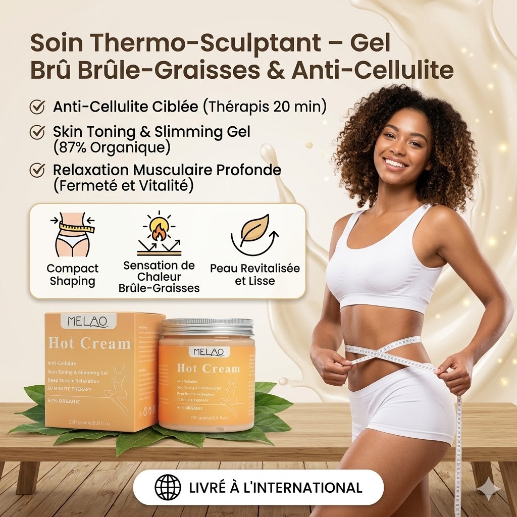 Gel brûle-graisses et anti-cellulite thermo-sculptant 250g – soin minceur chauffant naturel et vegan pour raffermir et hydrater la peau.