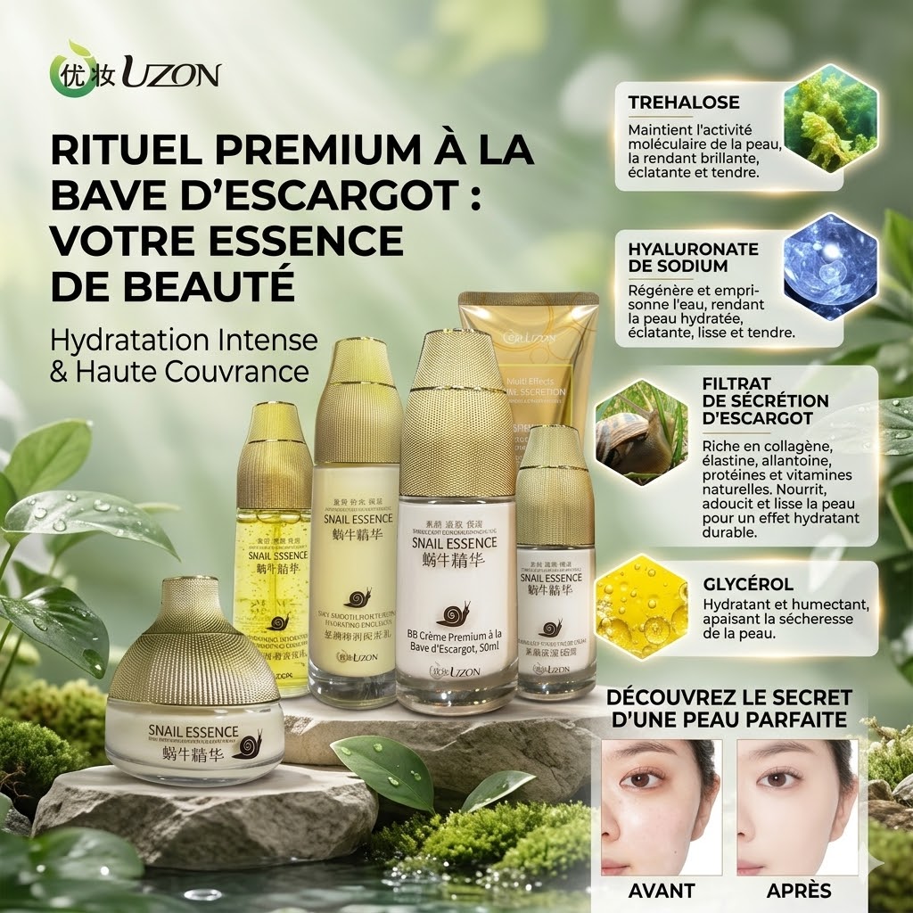 BB creme bave escargot haute couvrance 50ml acide hyaluronique UZON