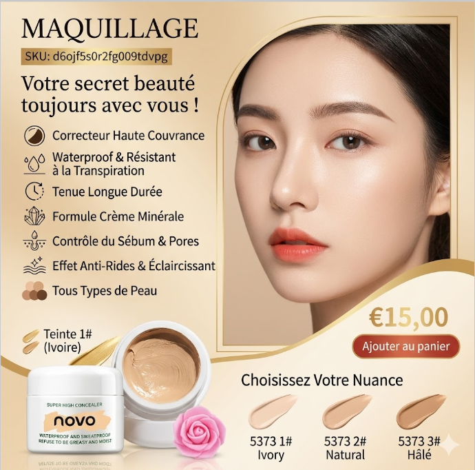 Palette correcteur waterproof multi couleurs anti rides NOVO 5373 cream mineral