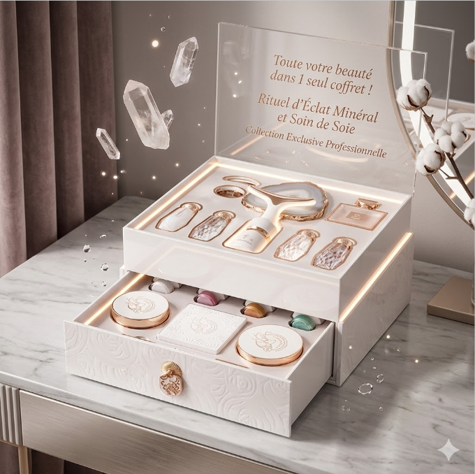 Coffret Maquillage Complet Pro XB vegan white box set eye shadow lip gloss