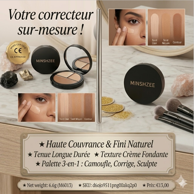 Palette correcteur haute couvrance professionnelle MINSHZEE M6013 cream 6.6g concealer