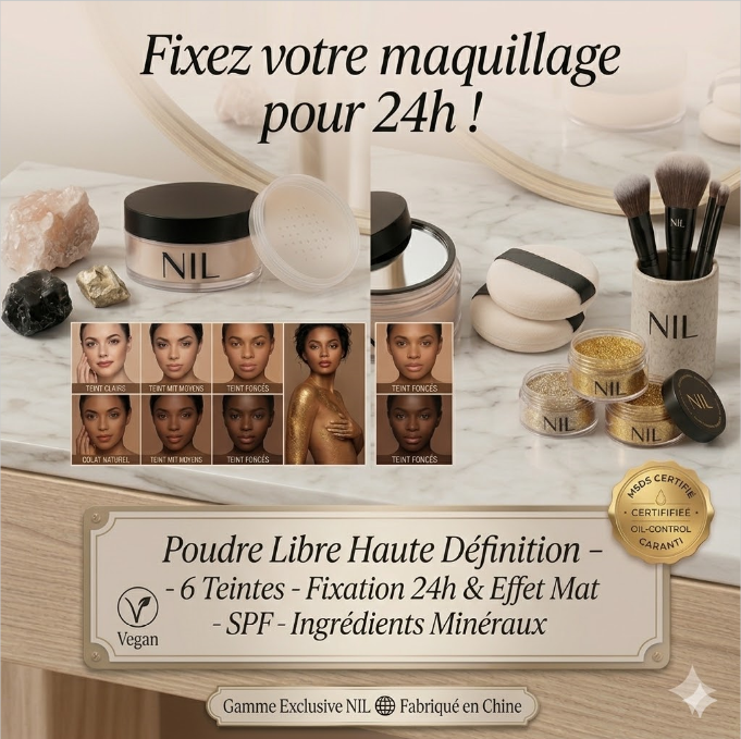 Poudre libre matifiante waterproof oil control HSY1803 loose powder 6 colors mineral
