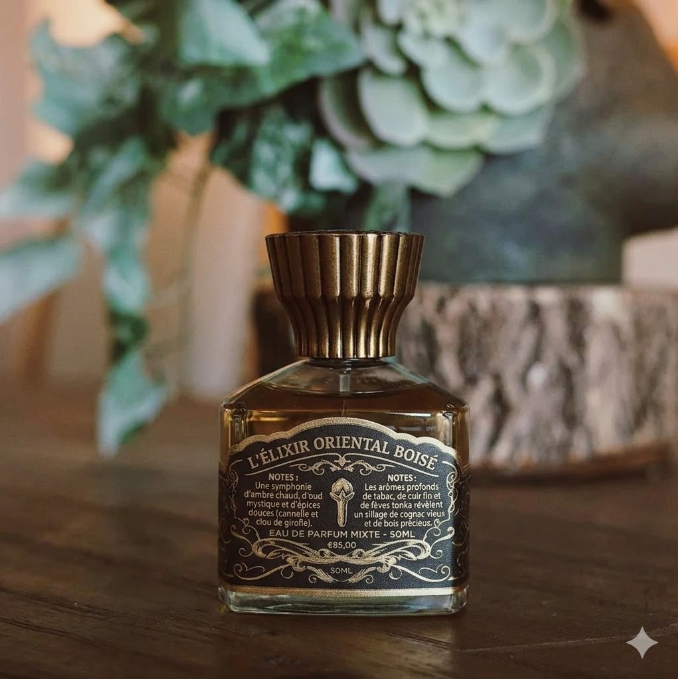 Flacon Eau de Parfum Oriental Boisé Mixte 50ml unisexe notes cognac fleur bois