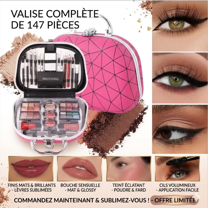 Vanity bio complet coffret maquillage organic 60ml eye shadow lip gloss blusher face powder water resistant box set nature beauty easy application