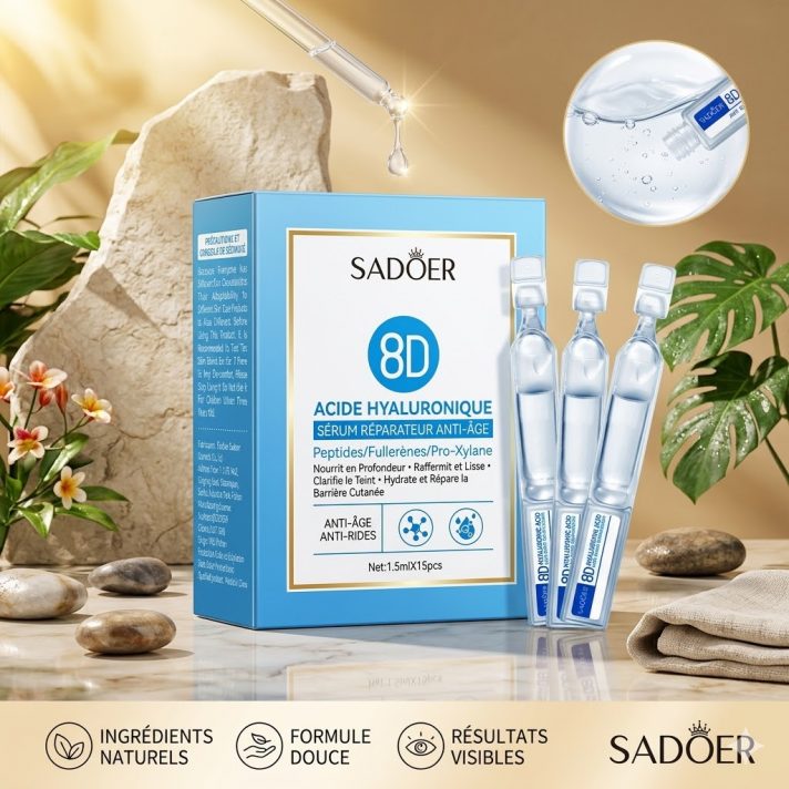 Sérum hyaluronique collagène SADOER anti âge booster hydratation lift visage 30ml