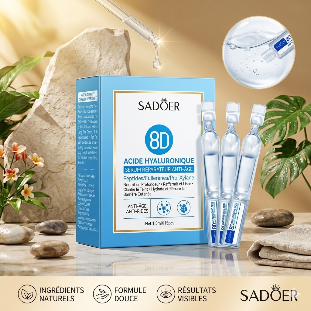 Sérum hyaluronique collagène SADOER anti âge booster hydratation lift visage 30ml