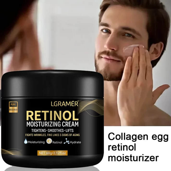 🧴 Crème Hydratante Visage Homme – Rétinol Anti-Rides & Anti-Âge