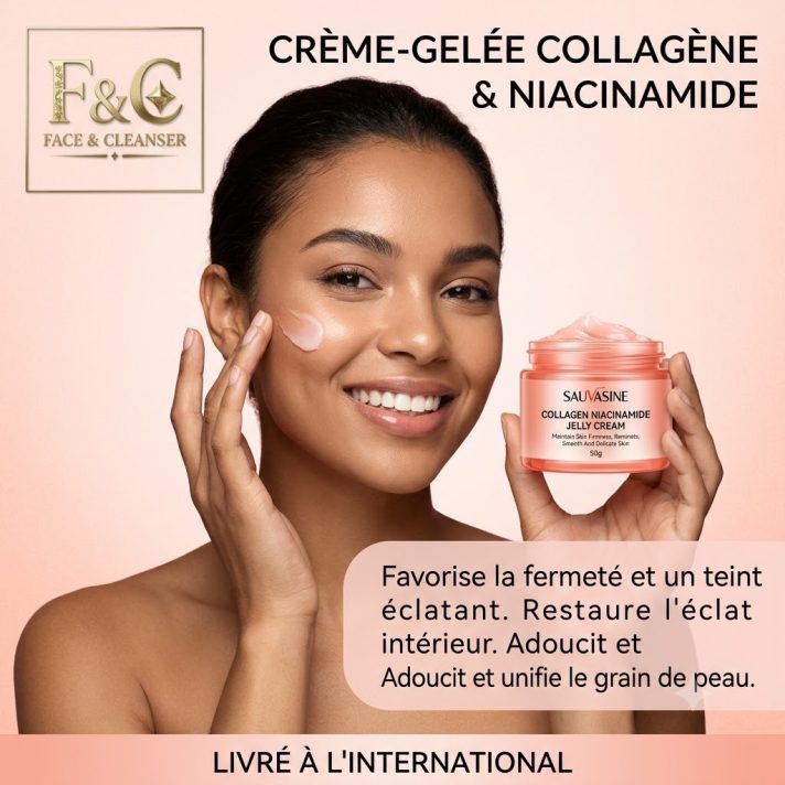 Crème de nuit régénérante au collagène et niacinamide (pot de 50g) pour le visage.