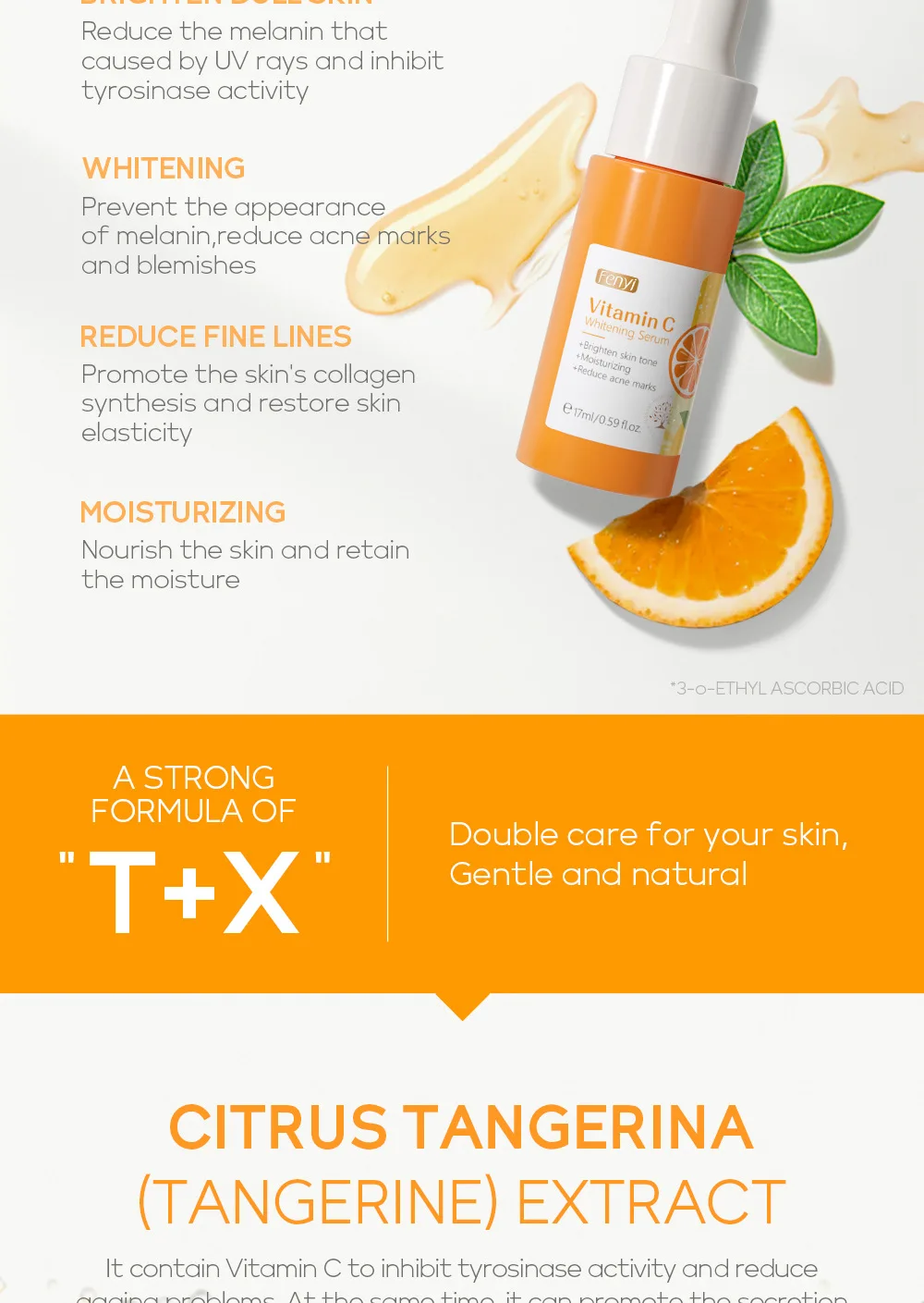 Sérum hydratant nourrissant à la vitamine C pour le visage, produit de soins de la peau, essence de rétrécissement des pores, acide hyaluronique, 17ml - Image 12