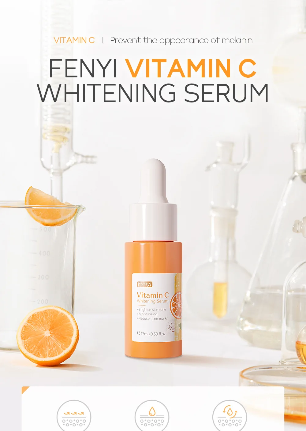 Sérum hydratant nourrissant à la vitamine C pour le visage, produit de soins de la peau, essence de rétrécissement des pores, acide hyaluronique, 17ml - Image 9