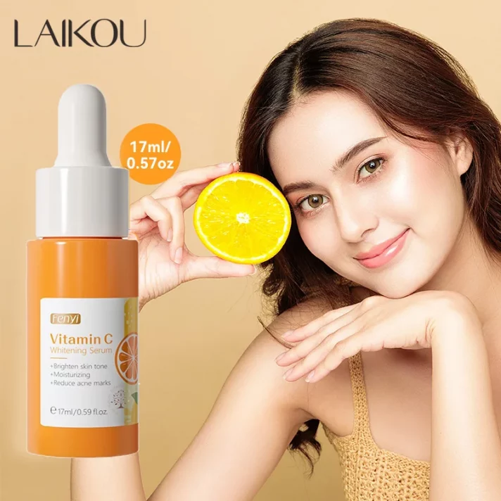 Sérum hydratant nourrissant à la vitamine C pour le visage, produit de soins de la peau, essence de rétrécissement des pores, acide hyaluronique, 17ml