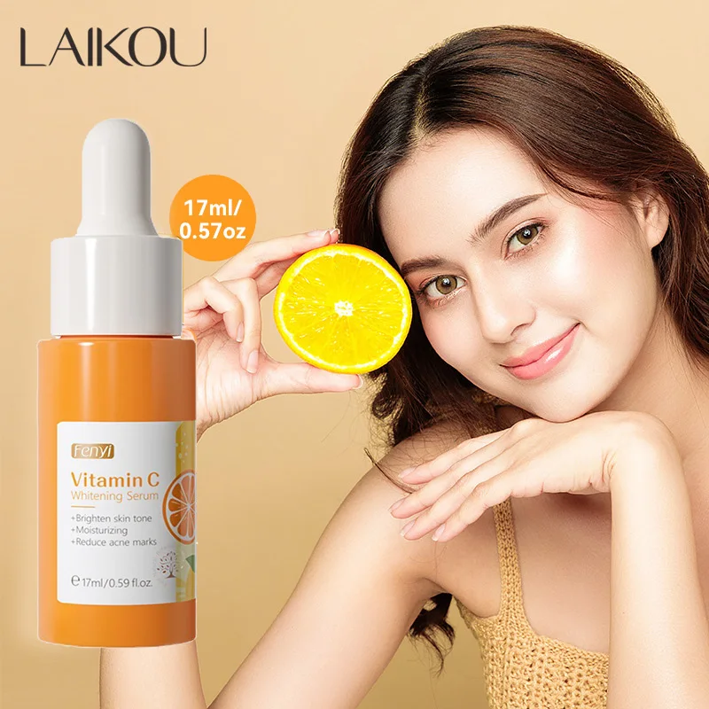 Sérum hydratant nourrissant à la vitamine C pour le visage, produit de soins de la peau, essence de rétrécissement des pores, acide hyaluronique, 17ml