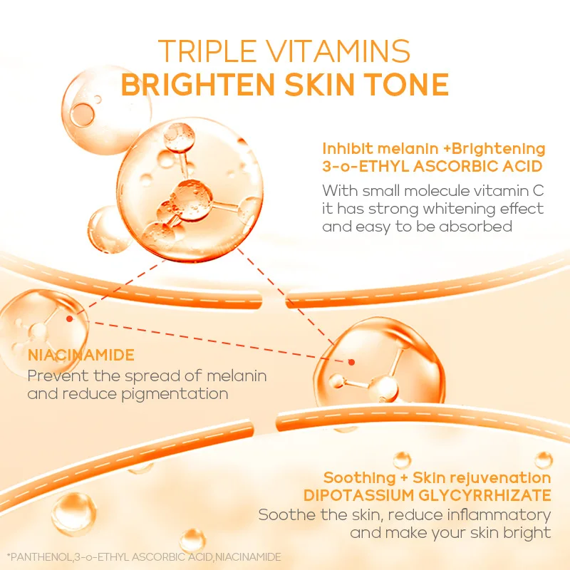 Sérum hydratant nourrissant à la vitamine C pour le visage, produit de soins de la peau, essence de rétrécissement des pores, acide hyaluronique, 17ml - Image 3