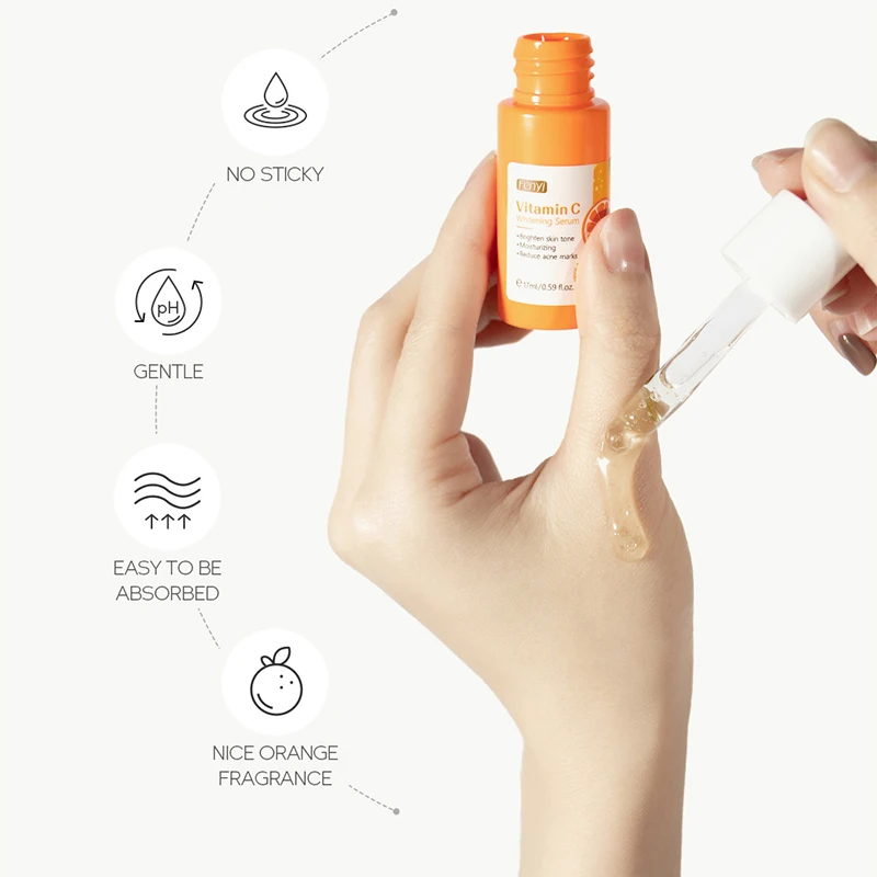 Sérum hydratant nourrissant à la vitamine C pour le visage, produit de soins de la peau, essence de rétrécissement des pores, acide hyaluronique, 17ml - Image 5